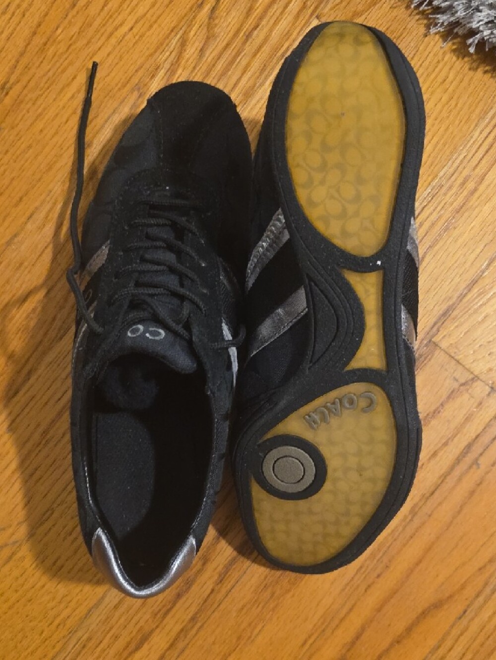 Coach Black Sneakers with Silver Accent Stripes - Picture 4 of 4